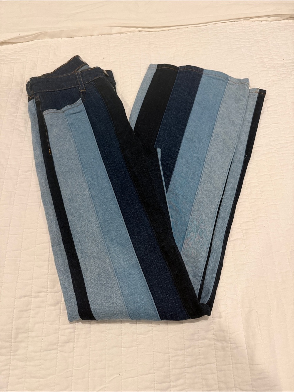 Altar'd State Blue Multi-Stripe Wide-Leg Jeans